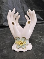 Vintage Hand Painted Porcelain Hand Vase