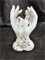 Vintage Lefton Hand Painted Porcelain Hand Vase