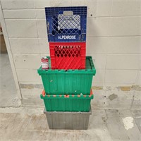 2 Milk Crates & 3 Solid Flip-Top Storage Bins