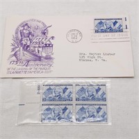 1952 1st Day Issue Lafayette + Plate Block Stamps