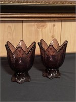 Fenton purple candle holders