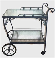 Woodard wrought iron serving cart tempered glass