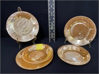 5 Pieces - Fire King Peach Luster Dinnerware
