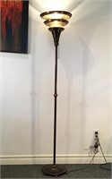 ART DECO BRASS TORCHIERE FLOOR LAMP