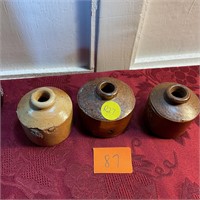 Three antiques ceramic pottery inkwells