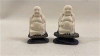 2 Antique Hand Carved Ivory Buddha Statues