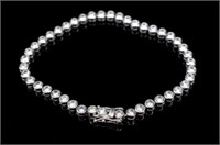 14ct white gold and cz line bracelet