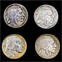 (4) US Buffalo Nickels (1915, 1917, 1918, 1936-D)
