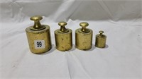4 early large brass weights