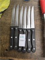 Set of six serrated steak knives