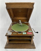 Columbia Grafonola Record Player In Oak Case