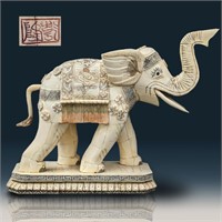 Large Antique Finely Carved Chinese Elephant