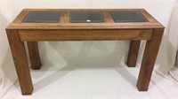 Wood Sofa Table w/ 3 Glass Inserts