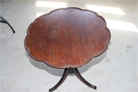 Large Mahogany Scalloped Top Tilt Table Marked