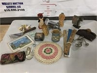 GLASSES, STAMPS, SPOONS, BELL, RULERS, PITCHER,