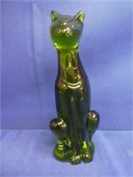 Art Glass Green Cat Figurine