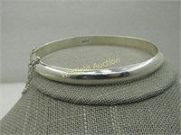 Vintage Sterling Hinged Bangle Bracelet, 8", Safet
