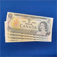 Lot Gem Uncirculated 1973 1 Dollar Canada Bank Not