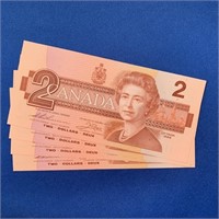 (4) Consecutive 2 Dollar Bank Canada Notes