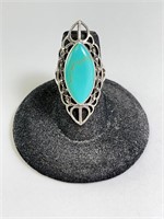 Sterling Turquoise Ring 4 Grams Size 5.5