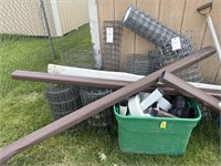 Short Galvanized Fencing and Plastic Tote of