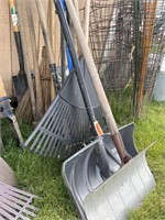 Lawn Tools Including Shovels, Rakes and Other Misc