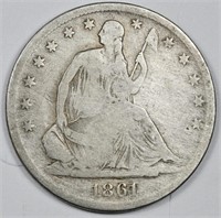 1861 s Better Date Seated Liberty Half Dollar