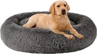 Dark Grey Donut Dog Bed, 35" Round