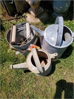 3 X'S BID 2 GALVANIZED WATERING CANS & WRINGER