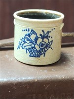 Vintage miniature pottery crock handmade 1" tall