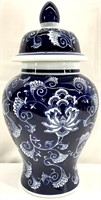 Large Blue & White Porcelain Ginger Jar