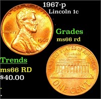 1967-p Lincoln Cent 1c Grades GEM+ Unc RD