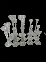 Assembled collection of crystal candle holders