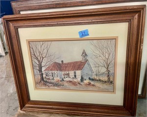 watercolor print signed  R Doester