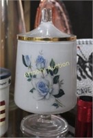 FLORAL DECORATED GLASS JAR