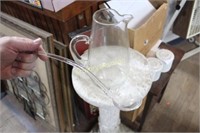 CLEAR GLASS PITCHER AND LADLE