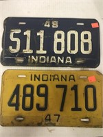 Lot of 2 Indiana license plates. 1947 & 48