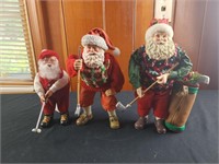 Three golfing Santas christmas decor golf