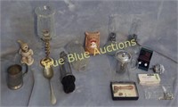 (2) Glass Oil Lamps , Piggy Bank Candle Stick Hold