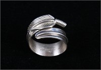 Navajo Sterling Silver Feather Signed Ring