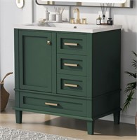 30' Green Vanity  Wood/Ceramic  3 Drawers