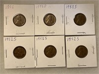Set of 6 wheat pennies