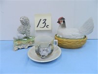 5" Staffordshire Nesting Hen, German Turkey -