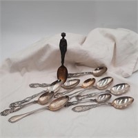 11 Antique Sterling Silver Spoons - 4 1/2"-6" Long