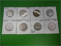 (8) 1940's Canadian Nickels, 1940, 1941, 1943,