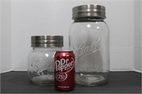 Two Large Glass Ball Canisters w/ Rubber Seal Lid