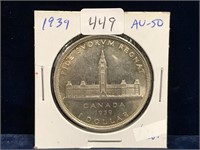 1939 Can Silver Dollar  AU50