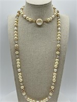 1970's Crystal & Acrylic Pearl Long Necklace