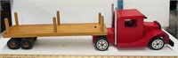 Vintage Handmade Wooden Tractor Trailer Toy