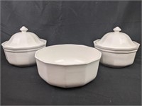 Two Phaltzgraff Covered Dishes & Serving Bowl